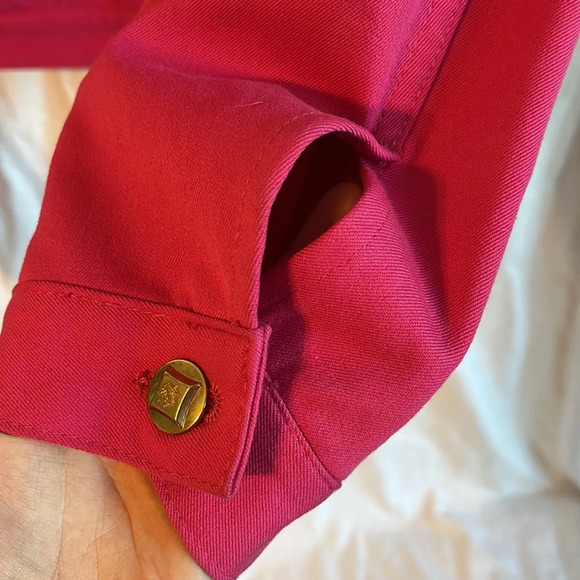 MCM Vintage 90s Barbiecore Denim Style Jacket with Gold Hardware - Picture 5 of 10